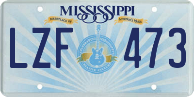 MS license plate LZF473