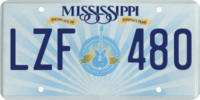 MS license plate LZF480