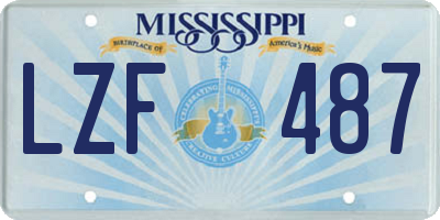 MS license plate LZF487