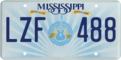 MS license plate LZF488
