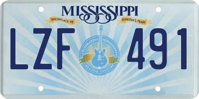 MS license plate LZF491