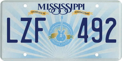 MS license plate LZF492