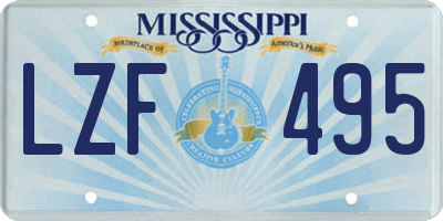 MS license plate LZF495