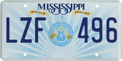 MS license plate LZF496