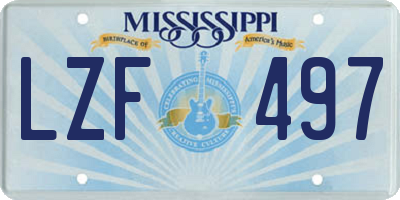 MS license plate LZF497
