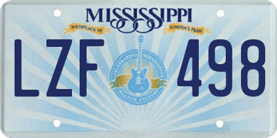 MS license plate LZF498