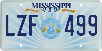 MS license plate LZF499