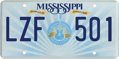 MS license plate LZF501