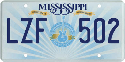 MS license plate LZF502
