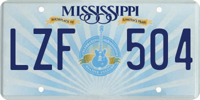 MS license plate LZF504