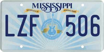 MS license plate LZF506