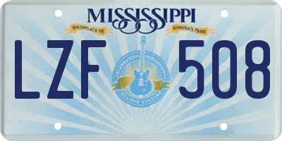 MS license plate LZF508