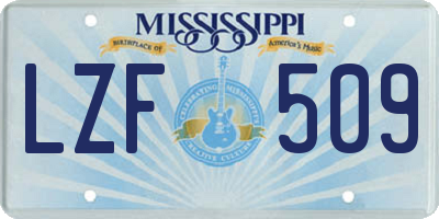 MS license plate LZF509