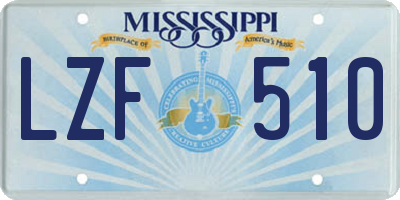 MS license plate LZF510