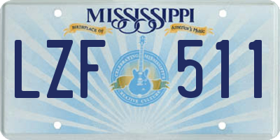 MS license plate LZF511