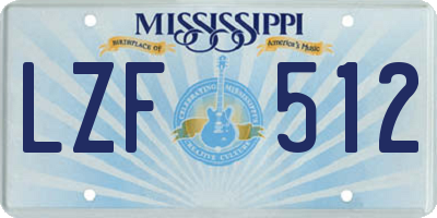 MS license plate LZF512