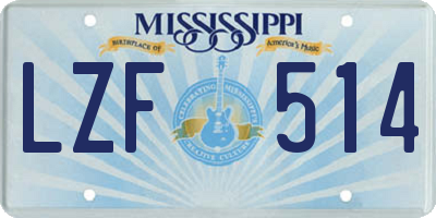 MS license plate LZF514