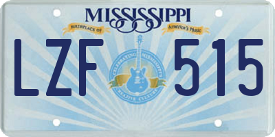 MS license plate LZF515