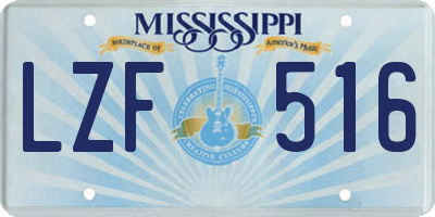 MS license plate LZF516