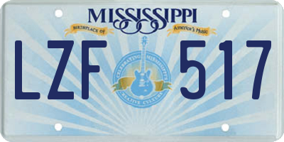 MS license plate LZF517