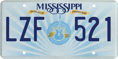 MS license plate LZF521