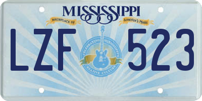 MS license plate LZF523