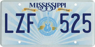 MS license plate LZF525