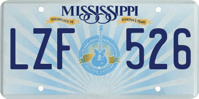 MS license plate LZF526
