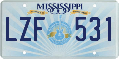MS license plate LZF531