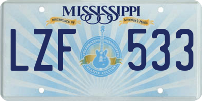 MS license plate LZF533