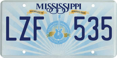 MS license plate LZF535