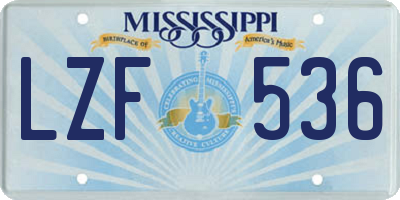MS license plate LZF536