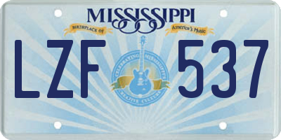 MS license plate LZF537