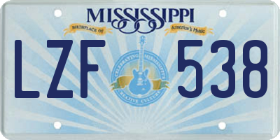 MS license plate LZF538