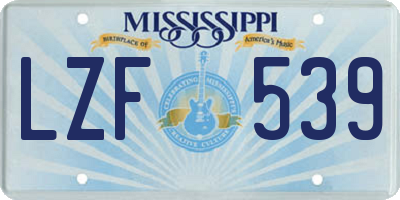 MS license plate LZF539