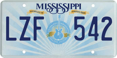 MS license plate LZF542
