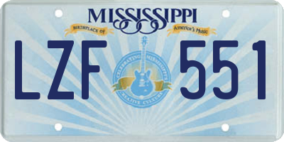 MS license plate LZF551