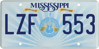 MS license plate LZF553
