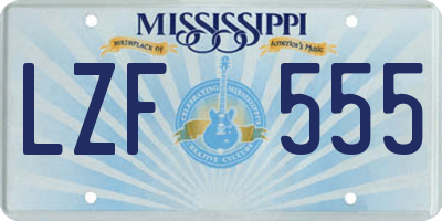 MS license plate LZF555
