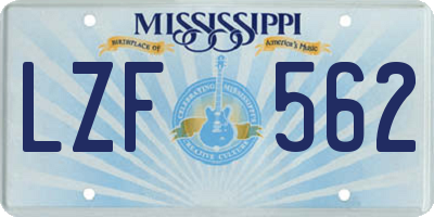 MS license plate LZF562