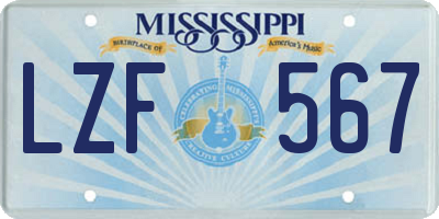 MS license plate LZF567