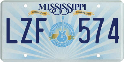 MS license plate LZF574