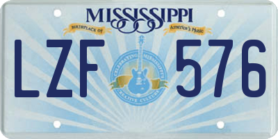 MS license plate LZF576