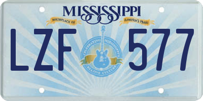 MS license plate LZF577