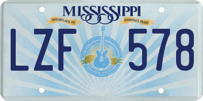 MS license plate LZF578