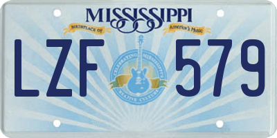 MS license plate LZF579