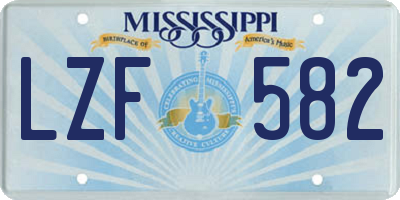 MS license plate LZF582