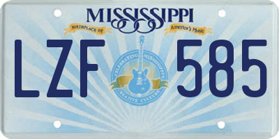 MS license plate LZF585