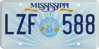 MS license plate LZF588