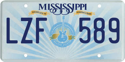 MS license plate LZF589